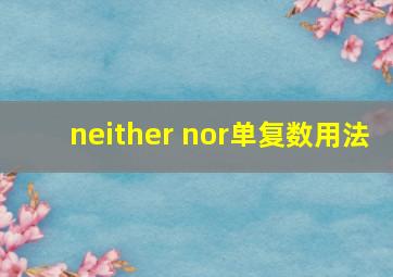 neither nor单复数用法